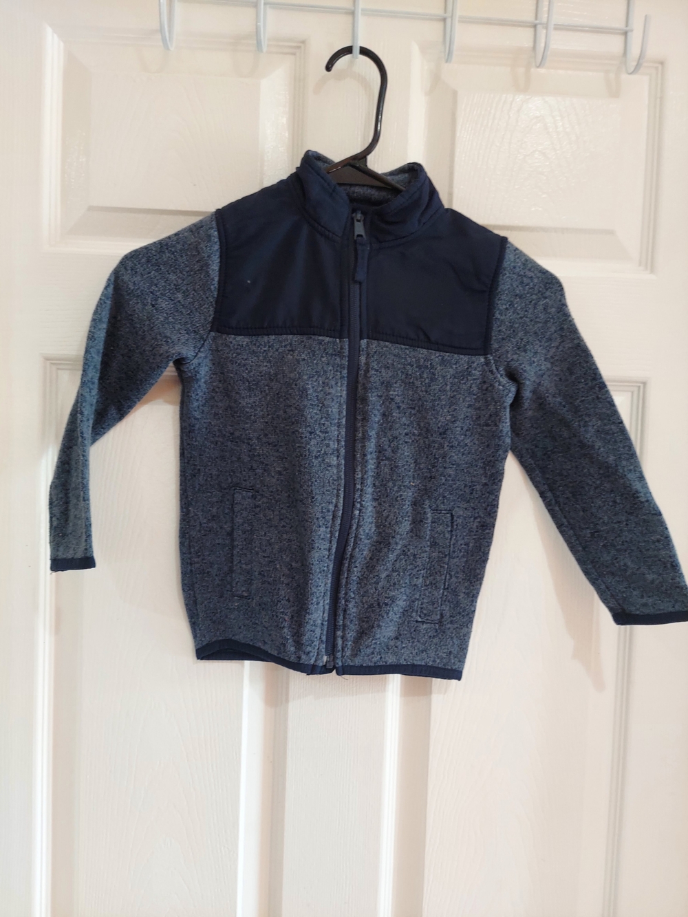 The Children's Place Heathered Navy & Navy Panel Zip-Up Hoodie
